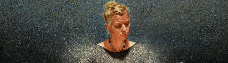Lezende vrouw - 50x50 - tempera op paneel - 2012